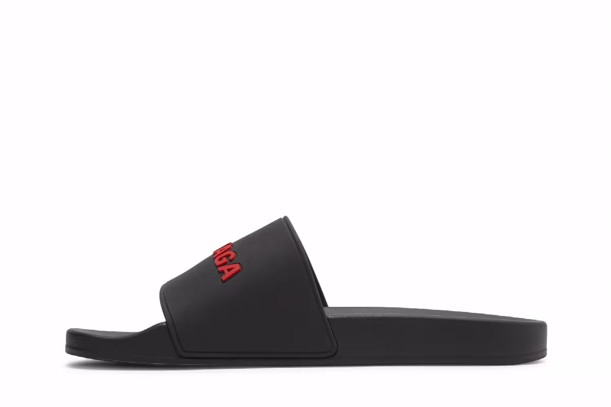 Balenciaga Pool Slides Black Red, view 4