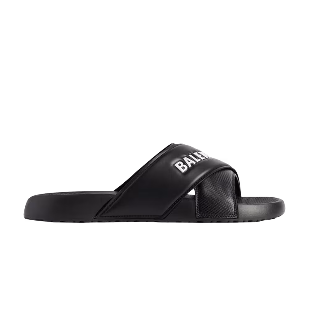 Balenciaga Sporty Pool Slide Sandal Black White