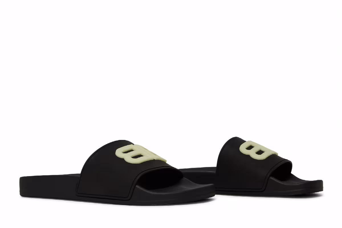 Balenciaga Women's Pool Slides Black Glow, view 9