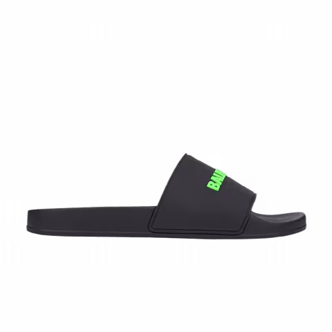Balenciaga Rubber Slides 'Black Fluo Green'