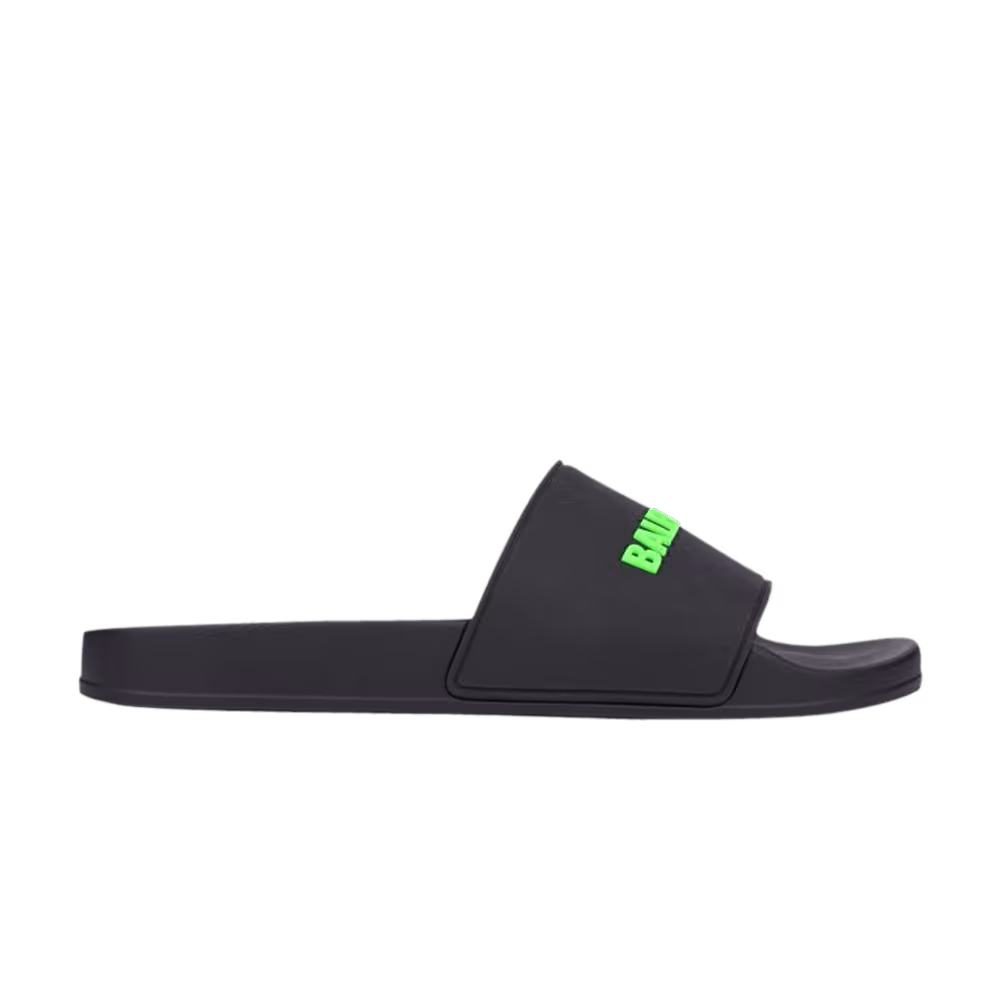Balenciaga Rubber Slides Black Fluo Green