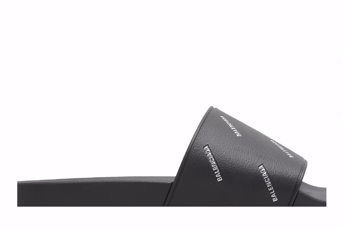Balenciaga Pool Slides Repeat Logo - Black Silver, view 3