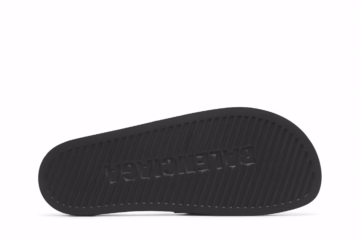 Balenciaga Pool Slides Repeat Logo - Black Silver, view 5