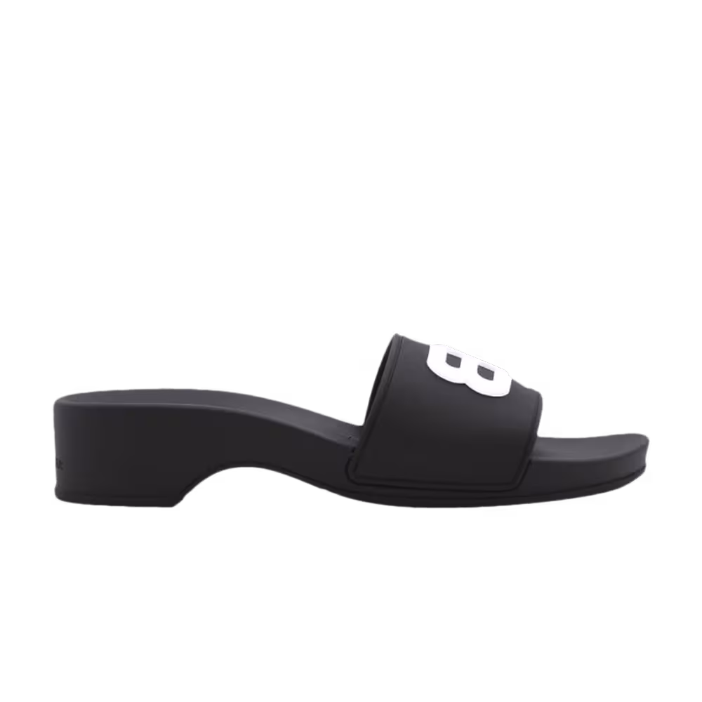 Balenciaga Women's Pool BB Wedge Slide Sandal Black