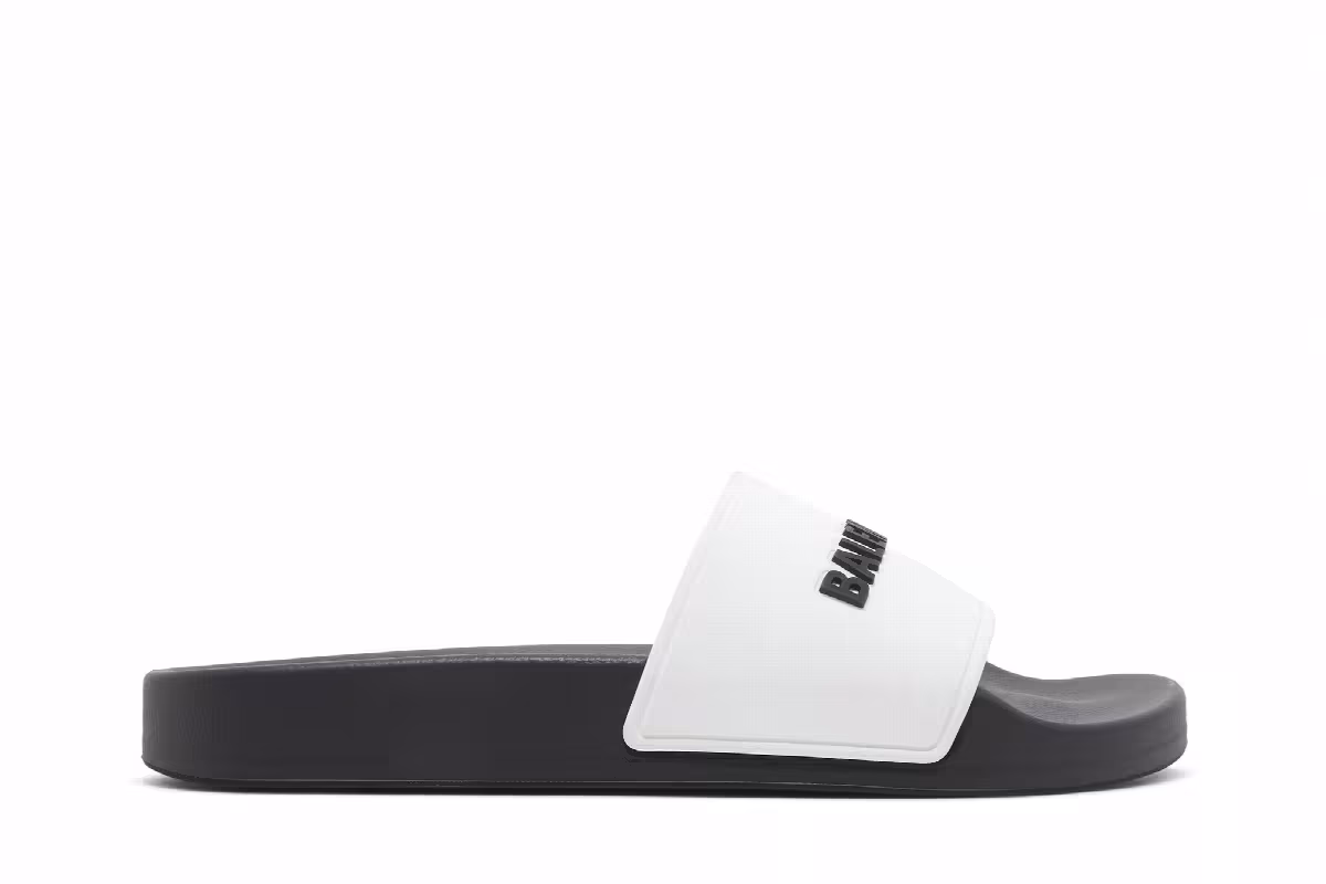 Balenciaga Women's Pool Slides White Black, view 2