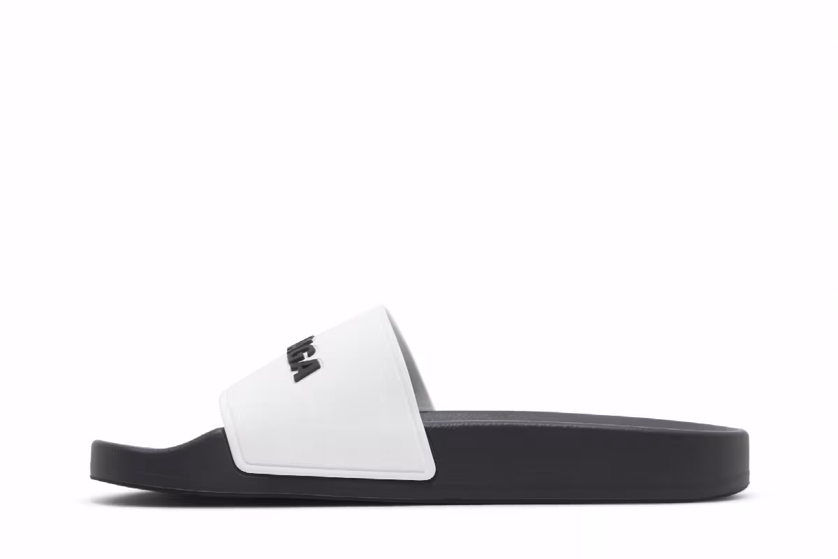 Balenciaga Women's Pool Slides White Black, view 4