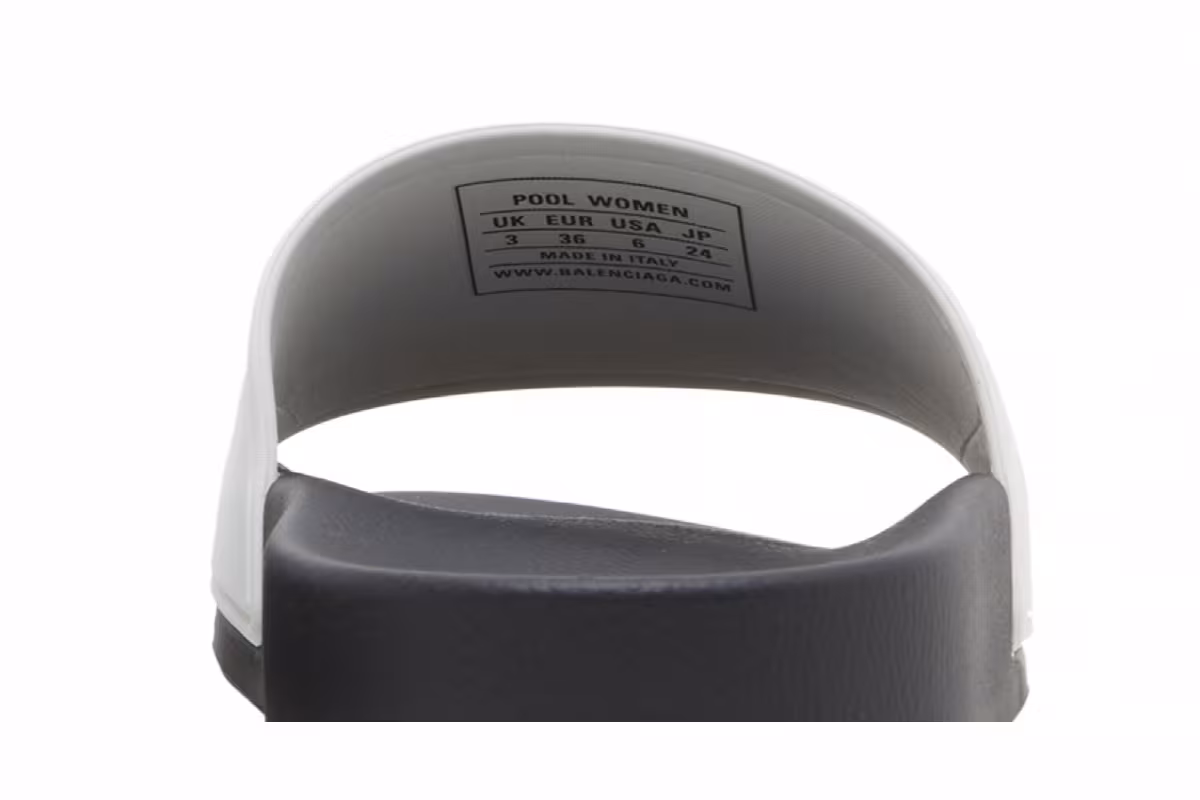Balenciaga Women's Pool Slides White Black, view 8