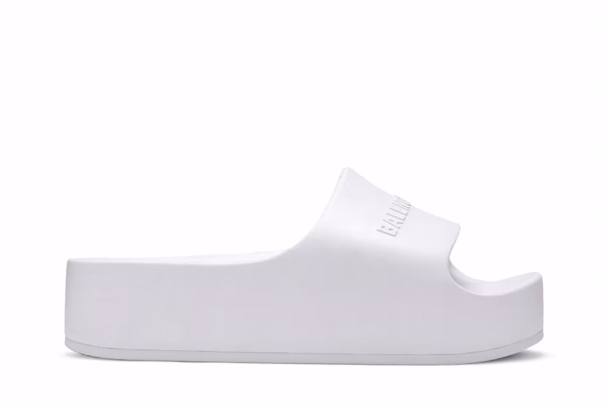 Balenciaga Women's Chunky Slides Optic White, view 2