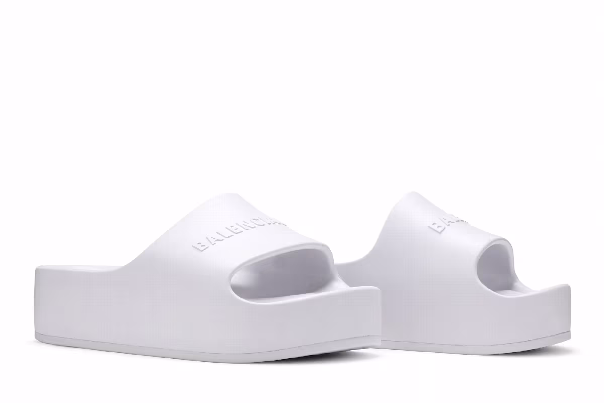 Balenciaga Women's Chunky Slides Optic White, view 9