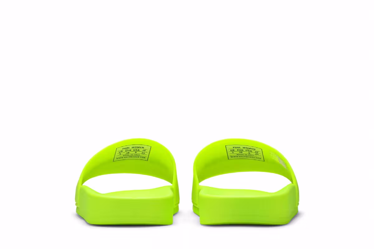 Balenciaga Women's Pool Slides Fluo Yellow, view 7