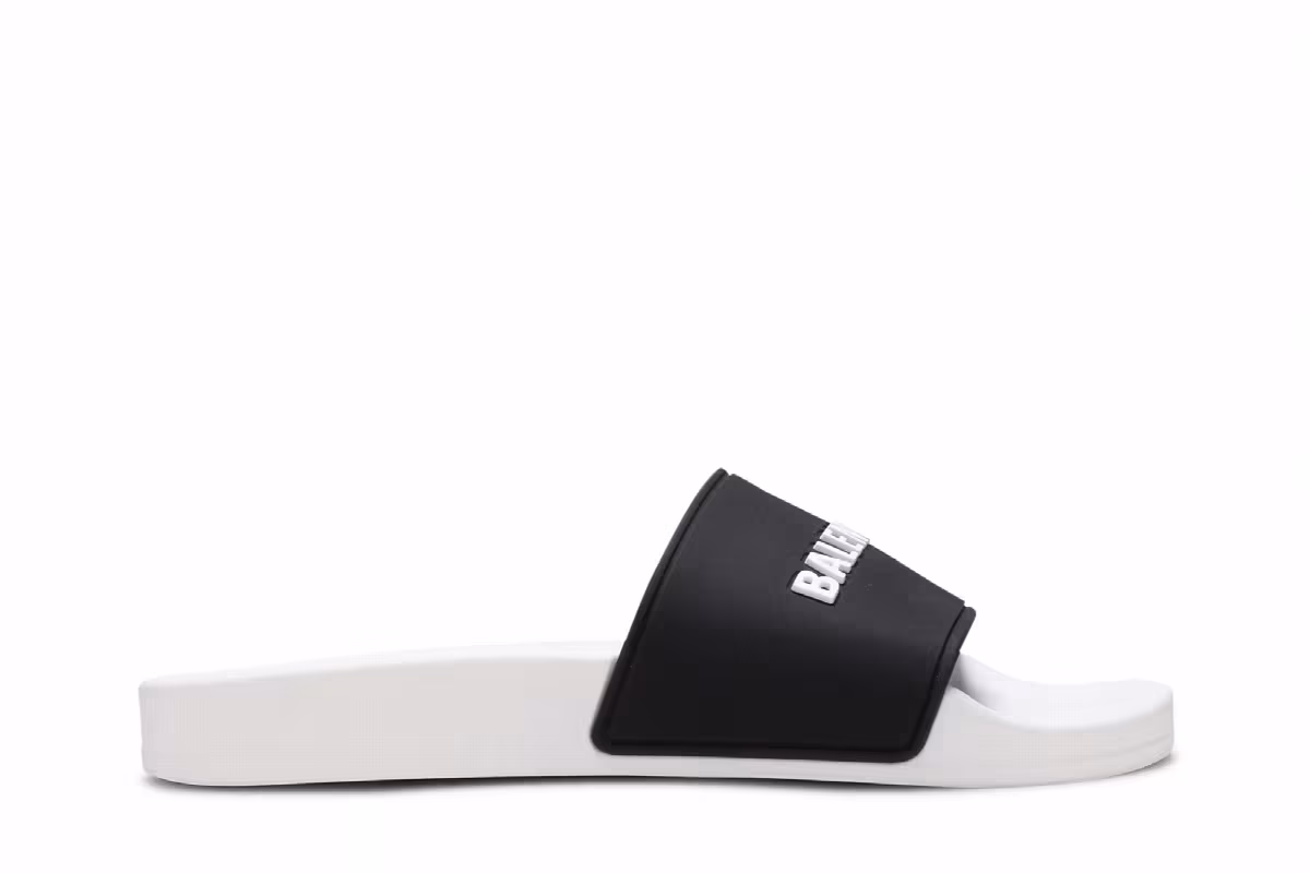 Balenciaga Women's Pool Slides White Black, view 2