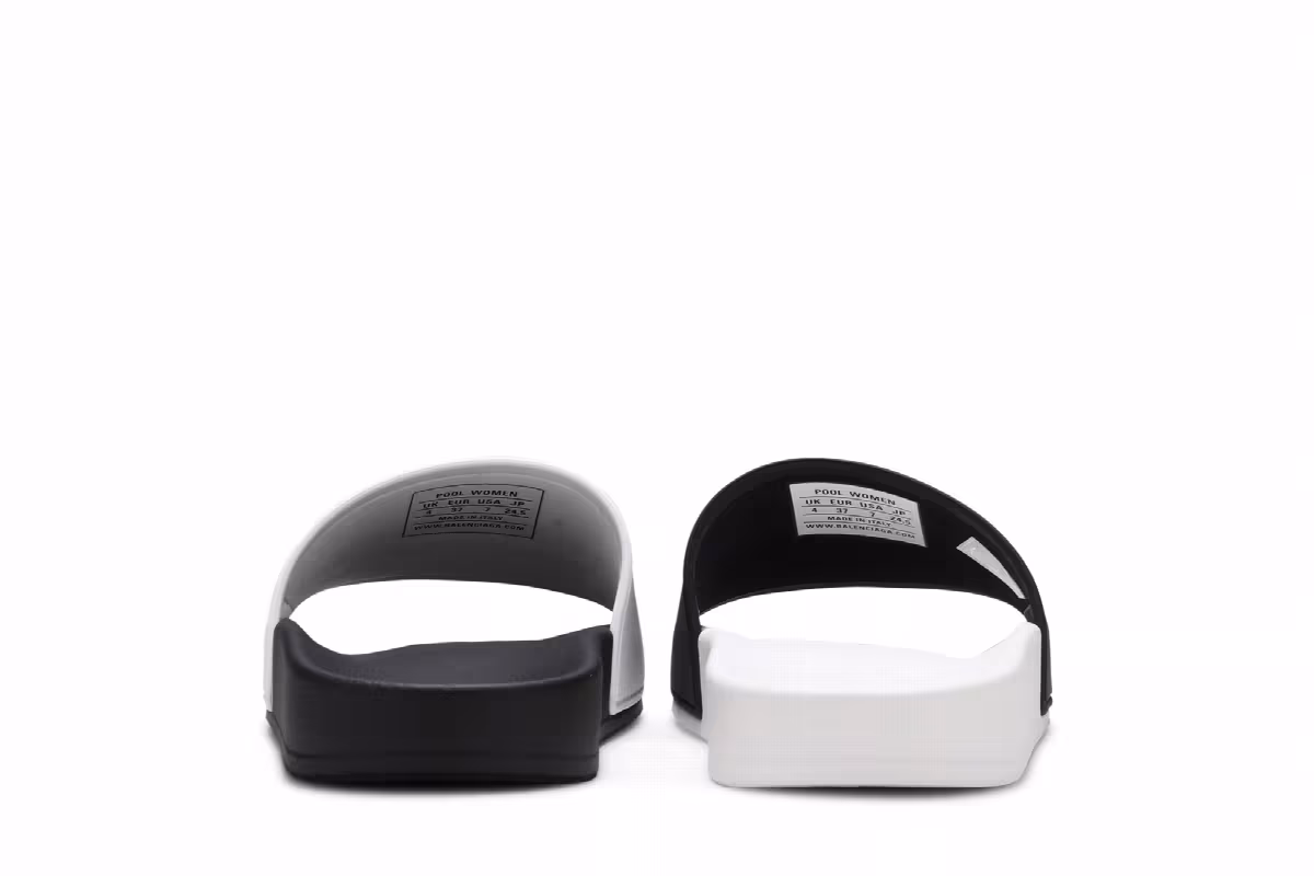 Balenciaga Women's Pool Slides White Black, view 7