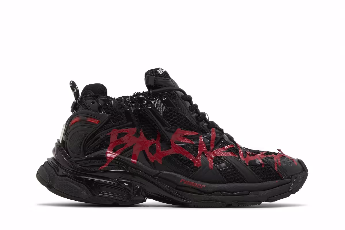 Balenciaga Runner Sneaker Graffiti - Black Red, view 2