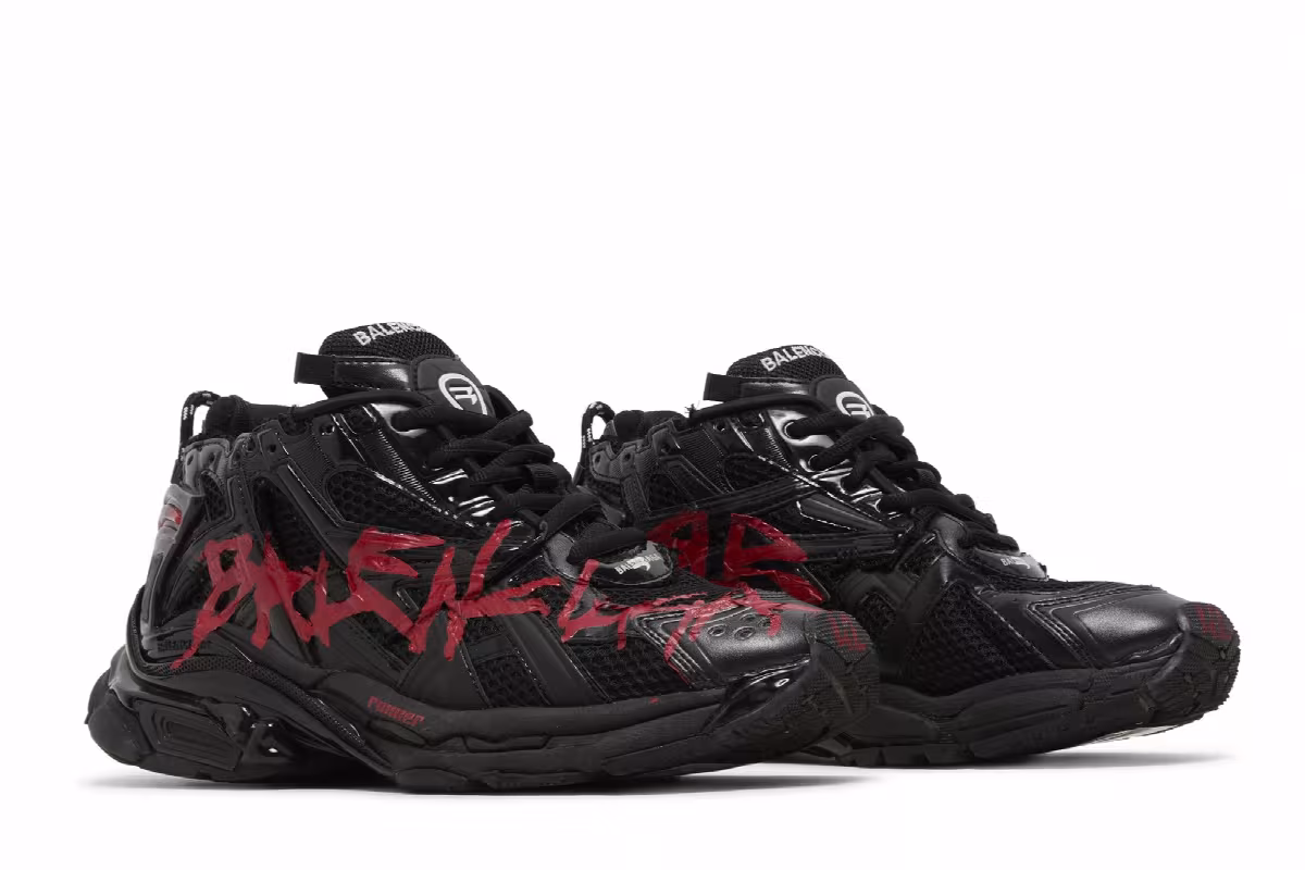 Balenciaga Runner Sneaker Graffiti - Black Red, view 9