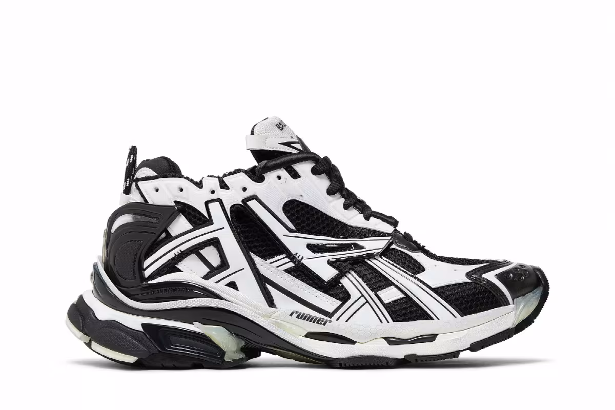 Balenciaga Runner Sneaker Black White, view 2