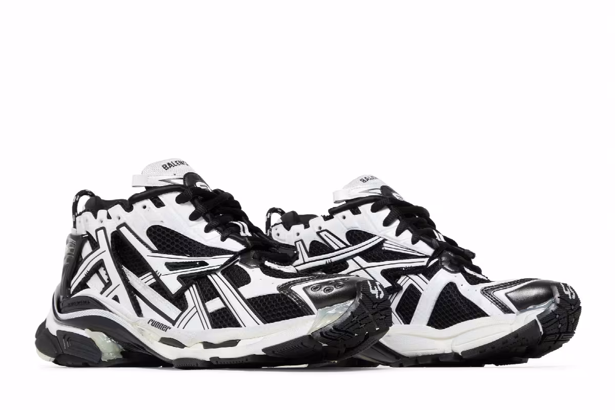 Balenciaga Runner Sneaker Black White, view 9