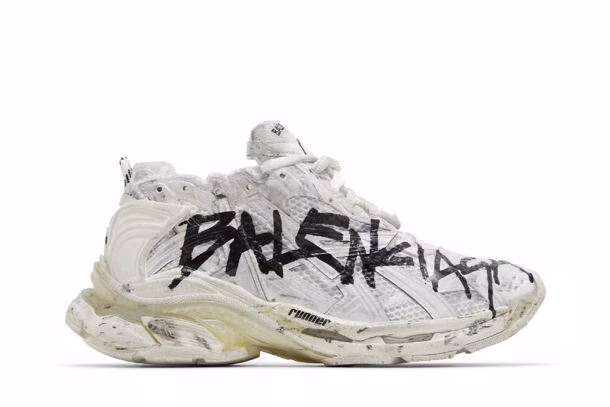 Balenciaga Runner Sneaker Graffiti - White Black, view 2