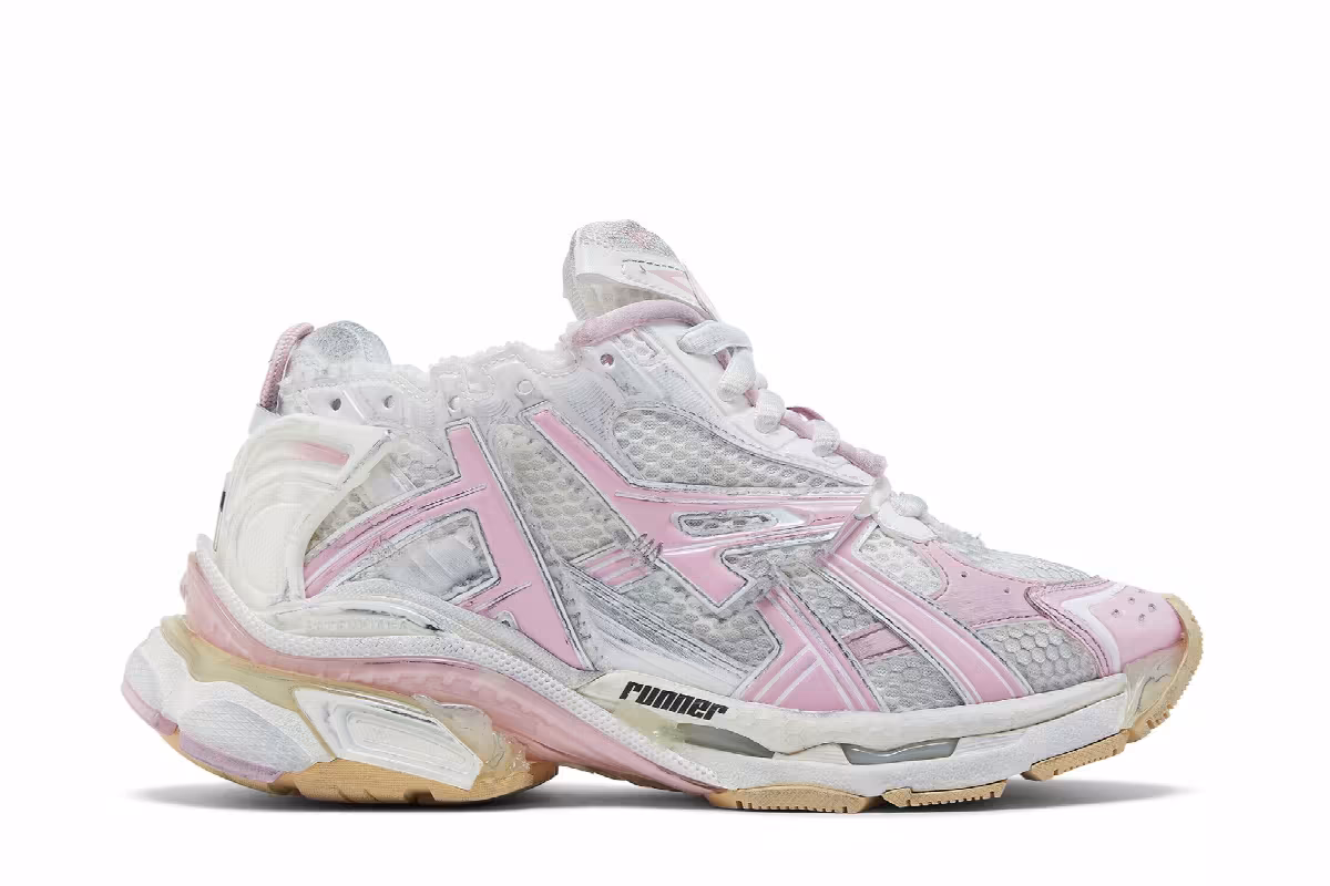 Balenciaga Women's Runner Sneaker White Pink, view 2