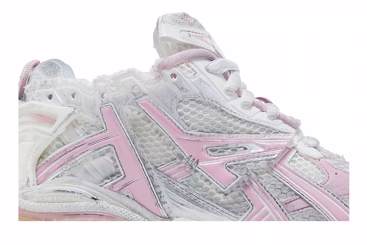 Balenciaga Women's Runner Sneaker White Pink, view 3