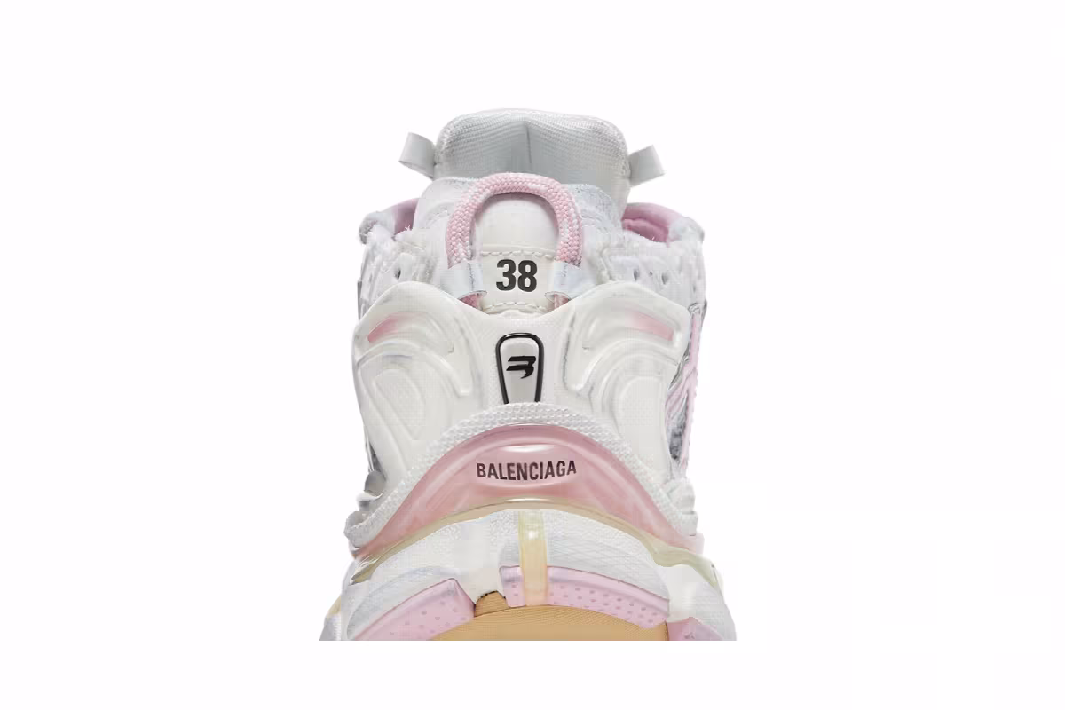 Balenciaga Women's Runner Sneaker White Pink, view 8