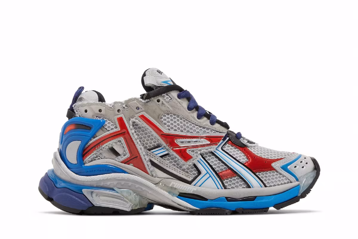 Balenciaga Runner Sneaker Grey Red Blue, view 2