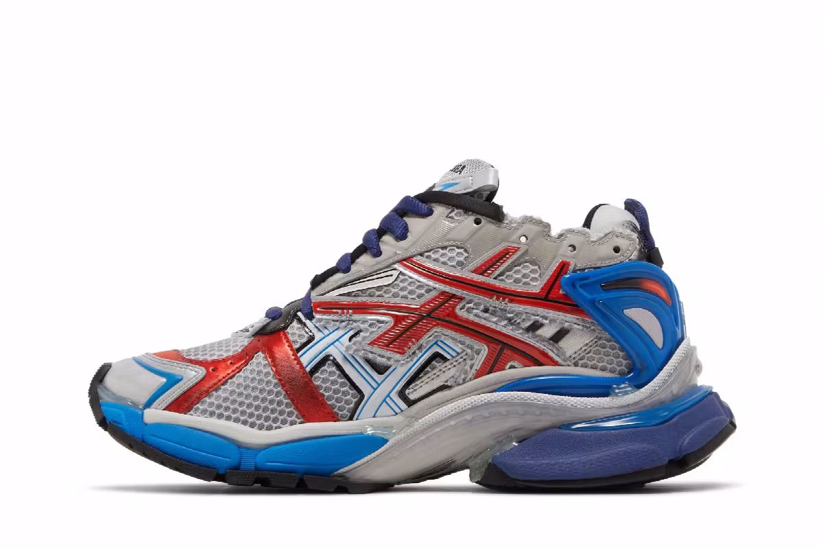 Balenciaga Runner Sneaker Grey Red Blue, view 4