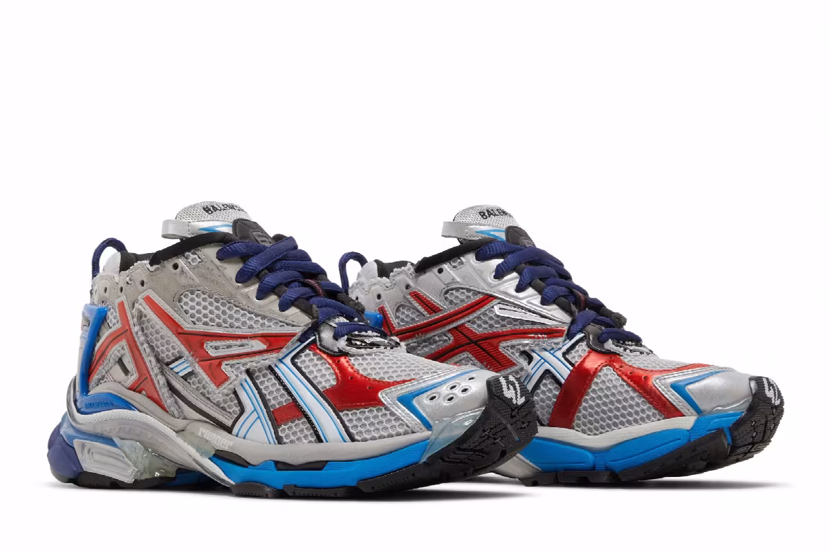 Balenciaga Runner Sneaker Grey Red Blue, view 9