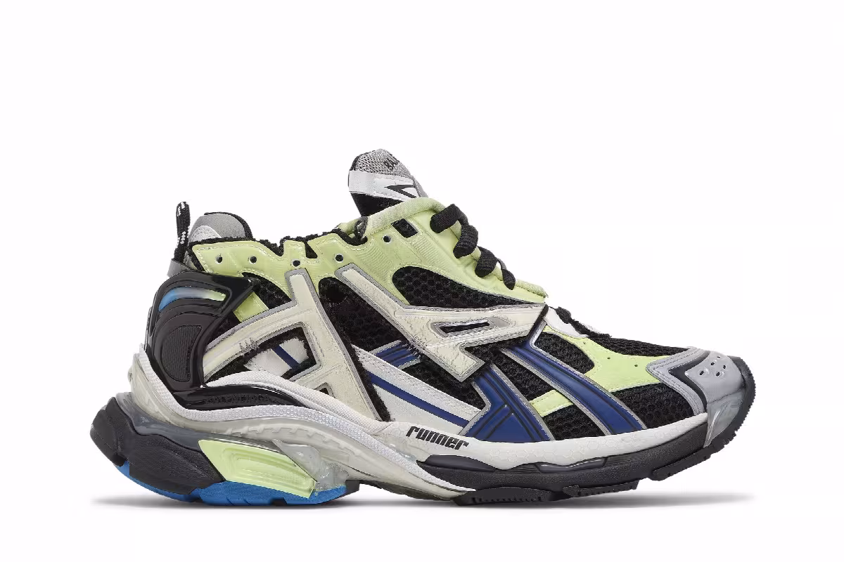 Balenciaga Runner Sneaker Grey Blue Green, view 2