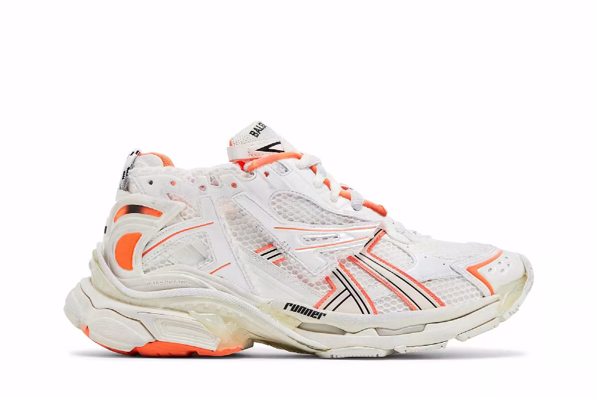 Balenciaga Runner Sneaker Eggshell Neon Orange, view 2