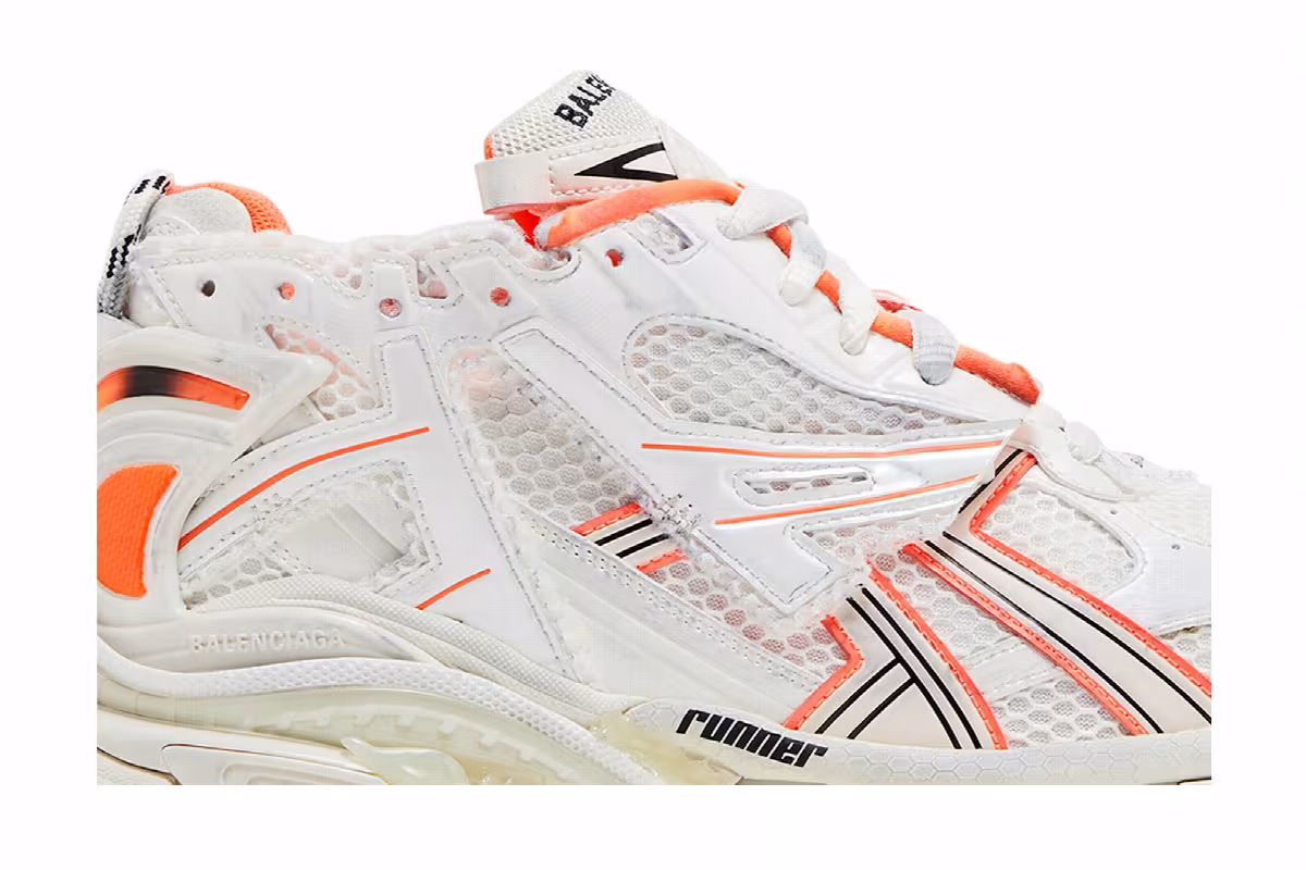Balenciaga Runner Sneaker Eggshell Neon Orange, view 3