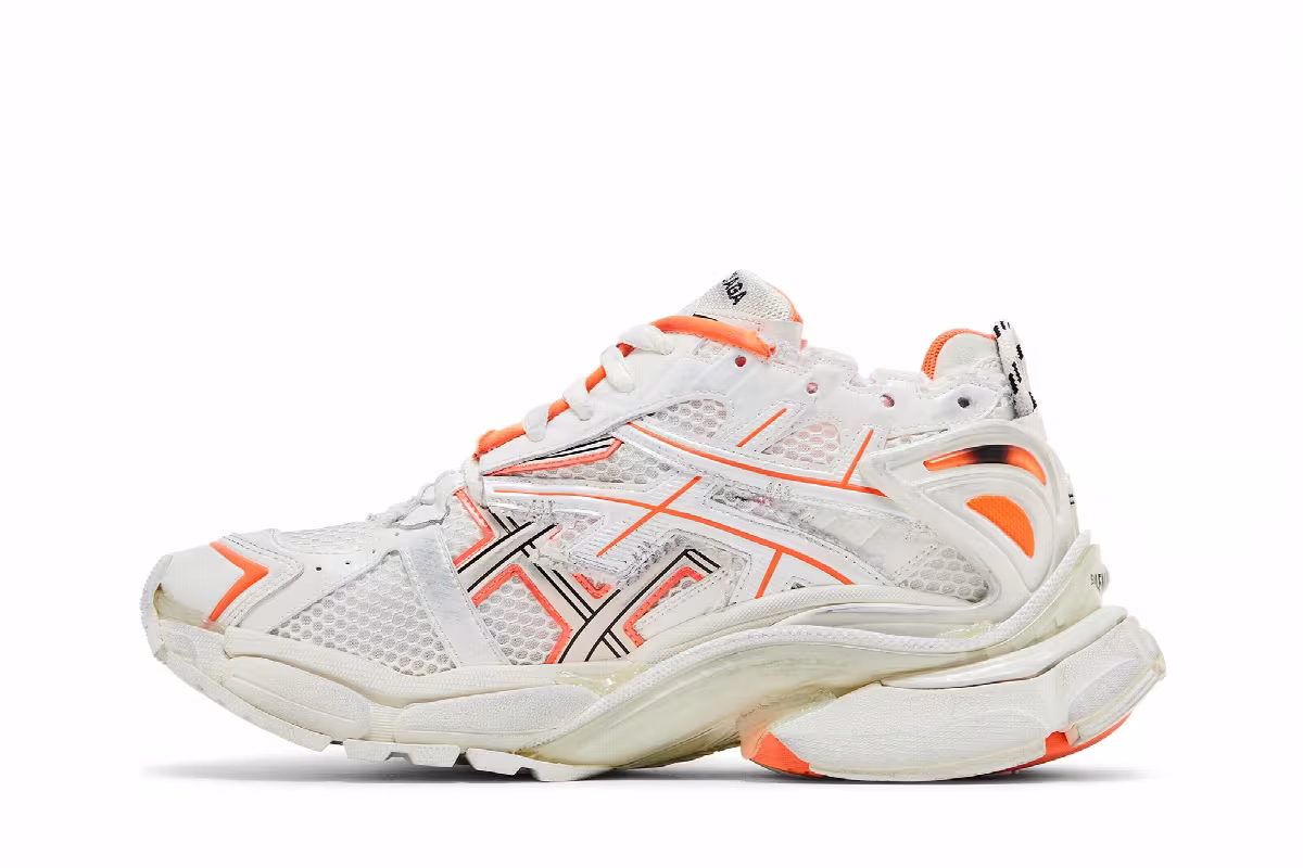 Balenciaga Runner Sneaker Eggshell Neon Orange, view 4