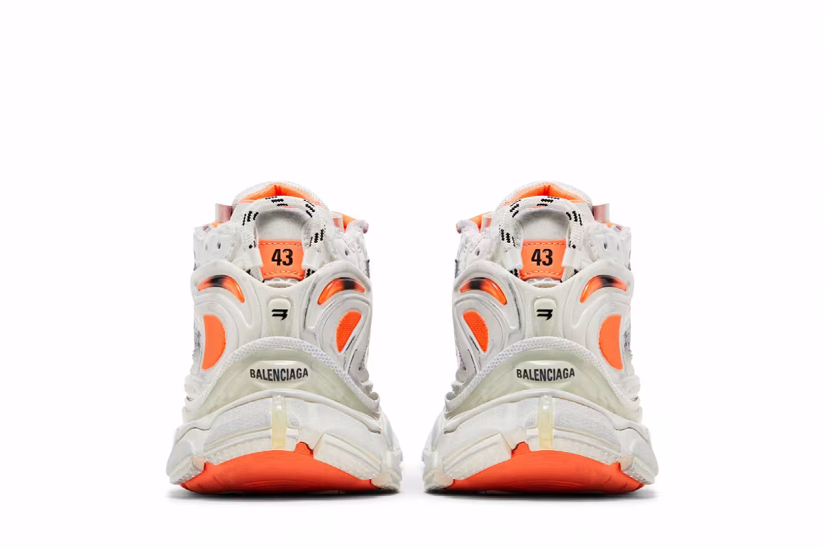 Balenciaga Runner Sneaker Eggshell Neon Orange, view 7