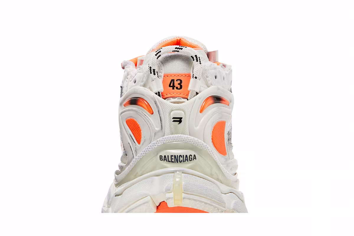 Balenciaga Runner Sneaker Eggshell Neon Orange, view 8