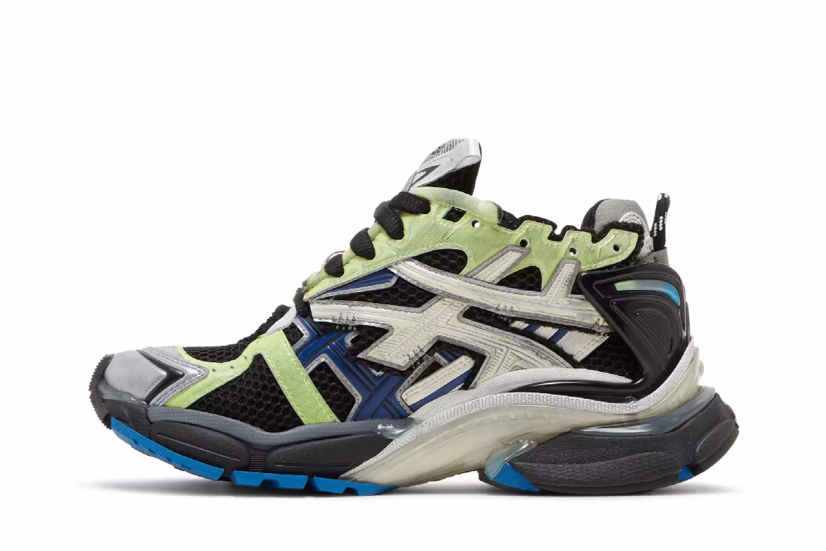 Balenciaga Women's Runner Sneaker Grey Blue Green, view 4