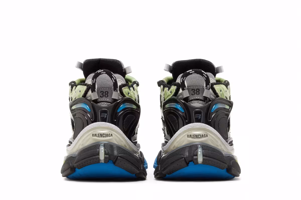 Balenciaga Women's Runner Sneaker Grey Blue Green, view 7