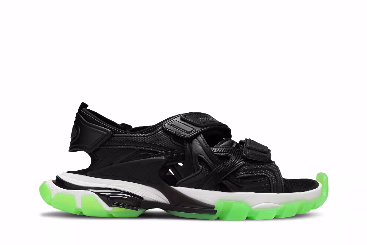 Balenciaga Track Sandal Clearsole - Black Fluo Green, view 2
