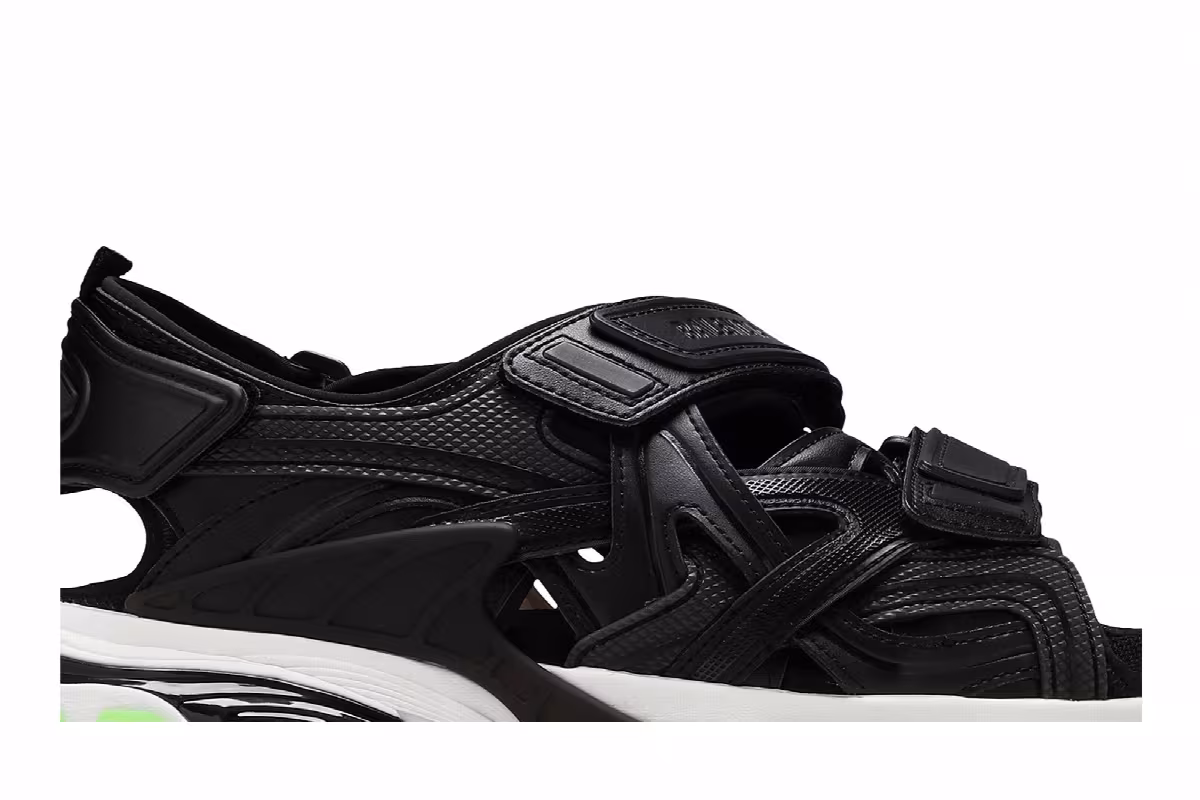 Balenciaga Track Sandal Clearsole - Black Fluo Green, view 3