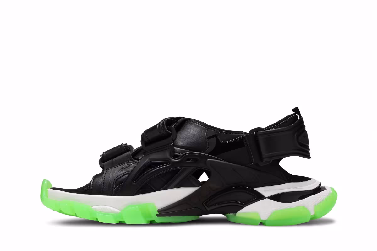 Balenciaga Track Sandal Clearsole - Black Fluo Green, view 4