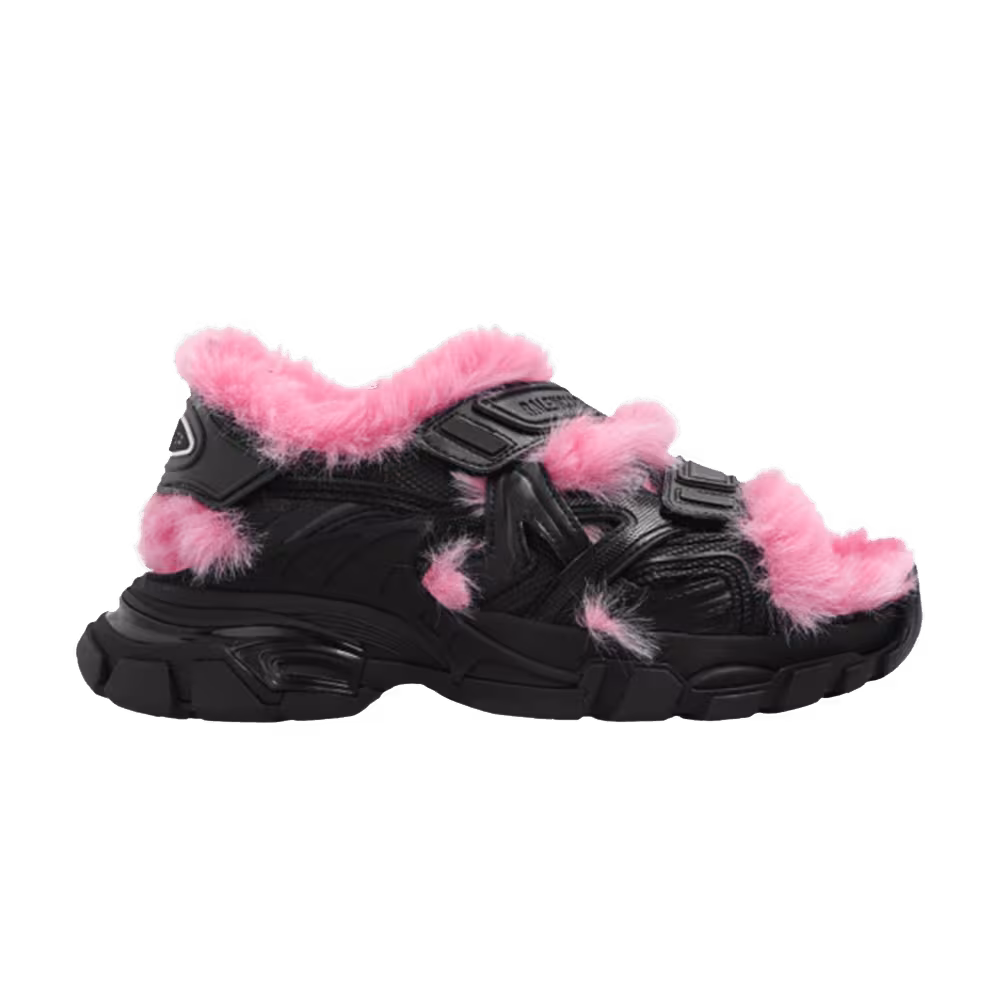 Balenciaga Women's Track Sandal Black Pink Faux Fur