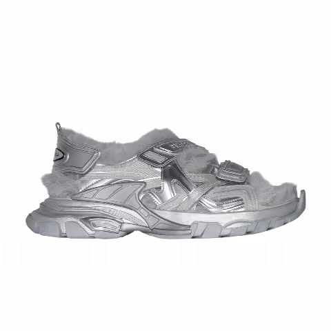 Balenciaga Track Sandal 'Fake Fur - Silver'
