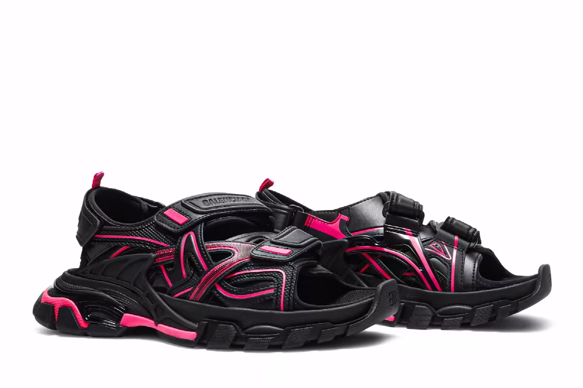 Balenciaga Women's Track Sandal Black Pink, view 9