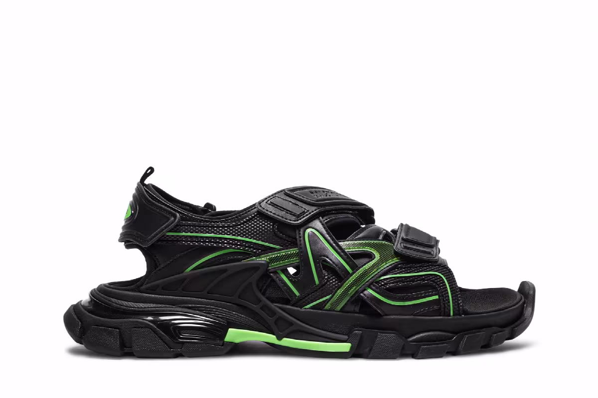 Balenciaga Track Sandal Black Fluo Green, view 2