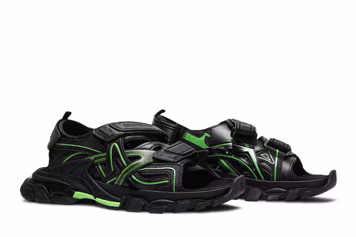 Balenciaga Track Sandal Black Fluo Green, view 9