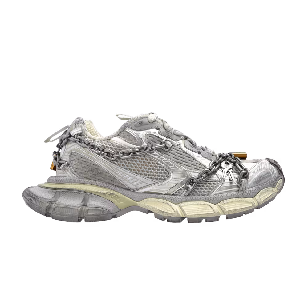 Balenciaga Women's 3XL Chain Sneaker Eggshell Silver Gold