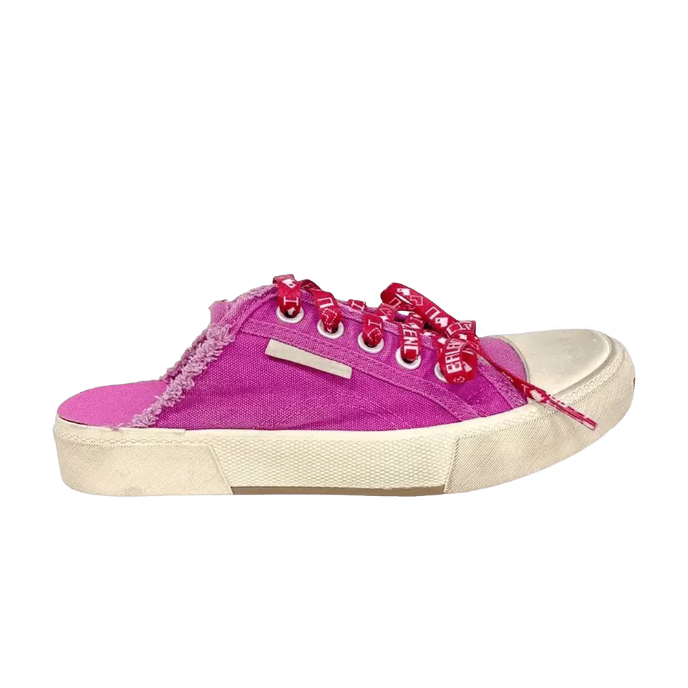 Balenciaga Women's Paris Distressed Mule Magenta Red