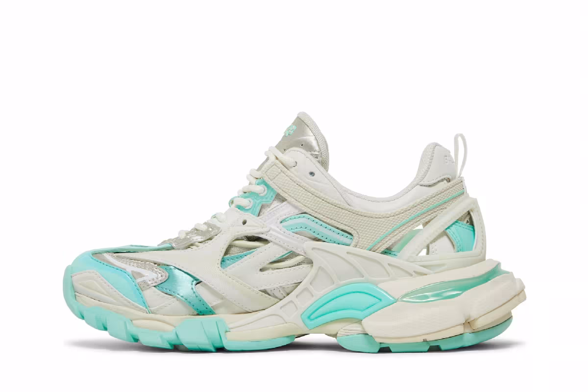 Balenciaga Women's Track.2 Sneaker White Green, view 4