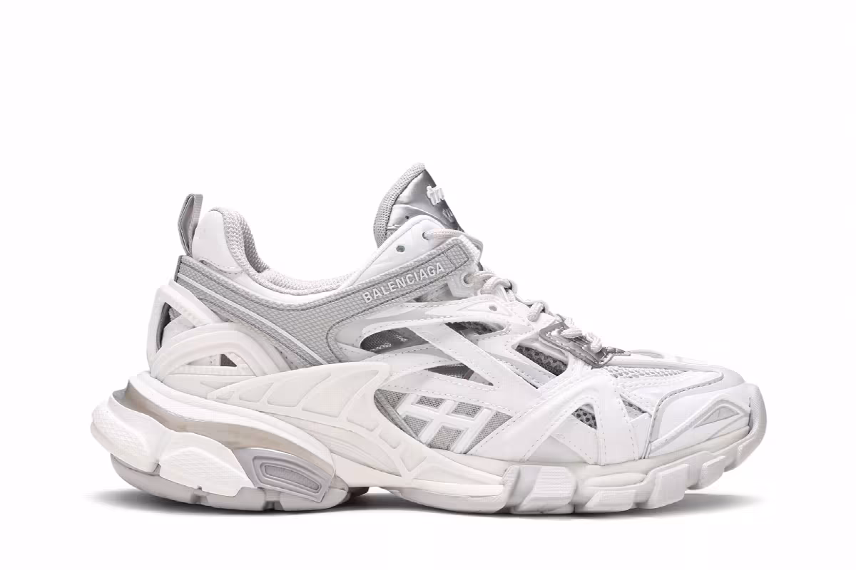Balenciaga Women's Track.2 Open Sneaker White Grey, view 2