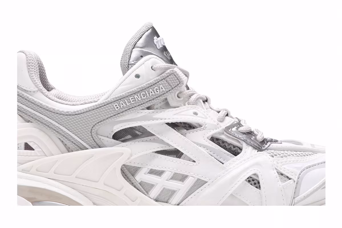 Balenciaga Women's Track.2 Open Sneaker White Grey, view 3