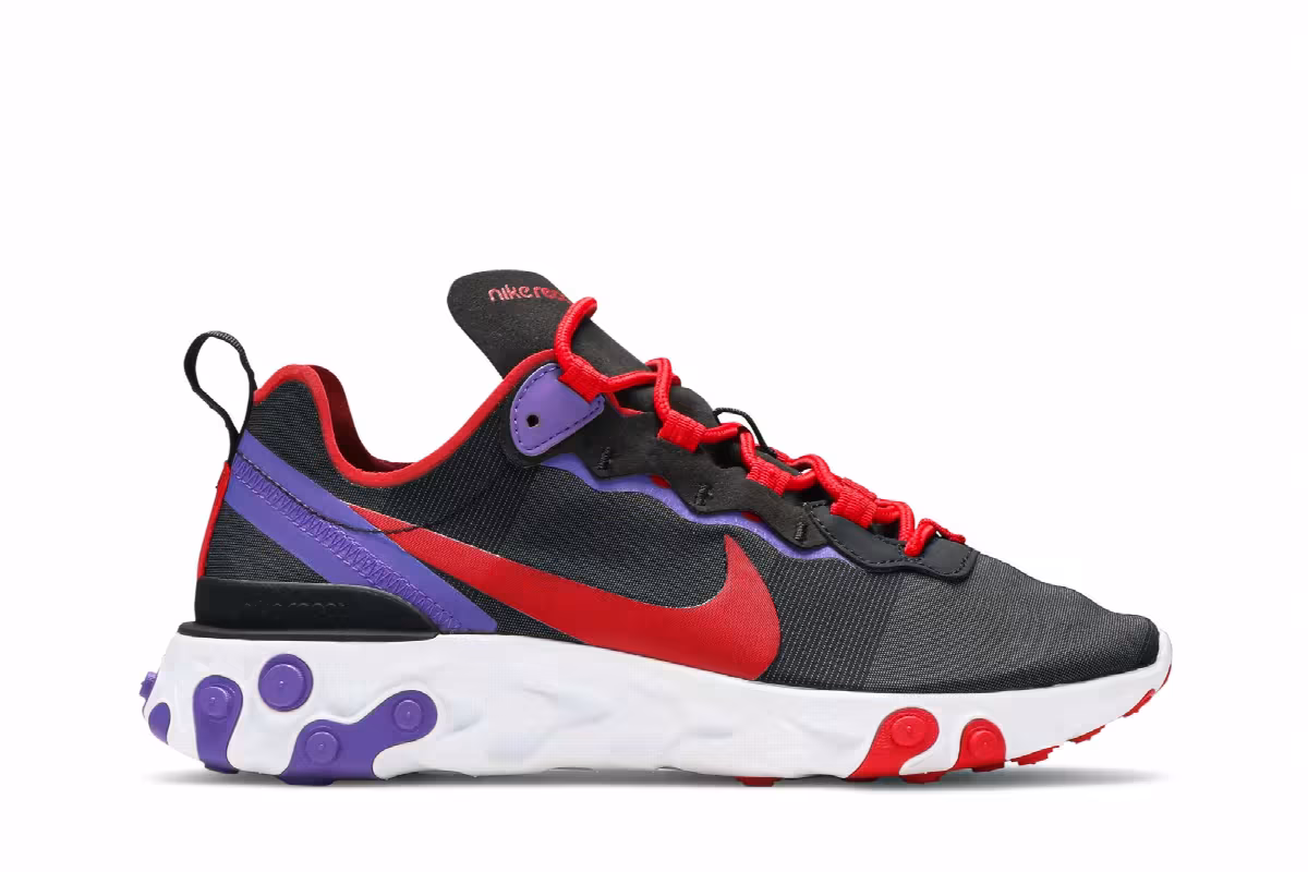Nike Women's React Element 55 Black Red Purple, view 2