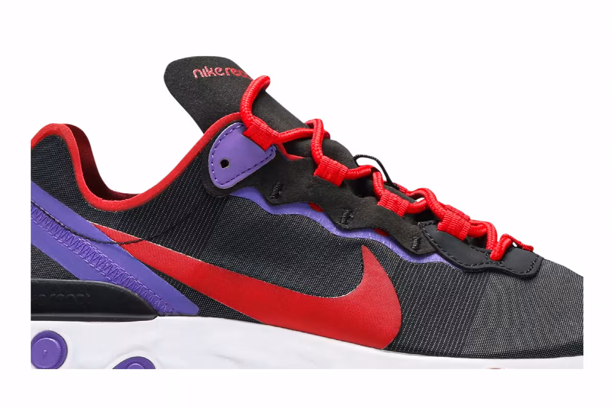 Nike Women's React Element 55 Black Red Purple, view 3